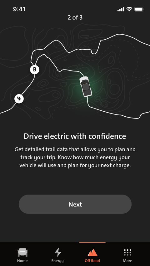 Hummer EV app — energy-aware trip planning